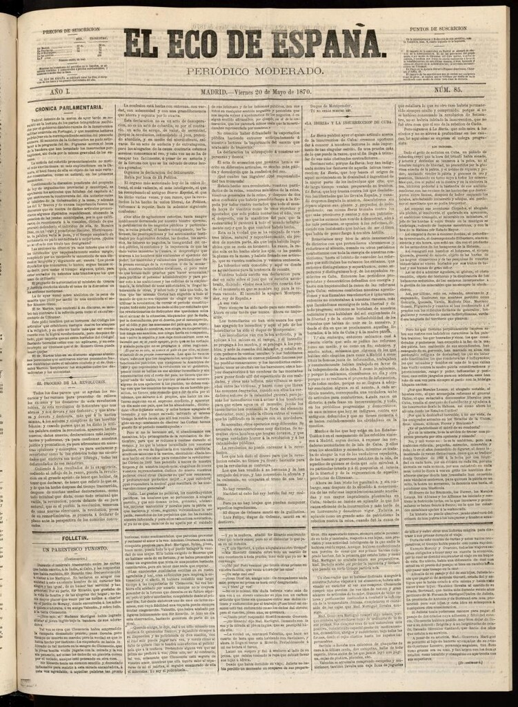 Miniatura de El Eco de España del 20 de mayo de 1870