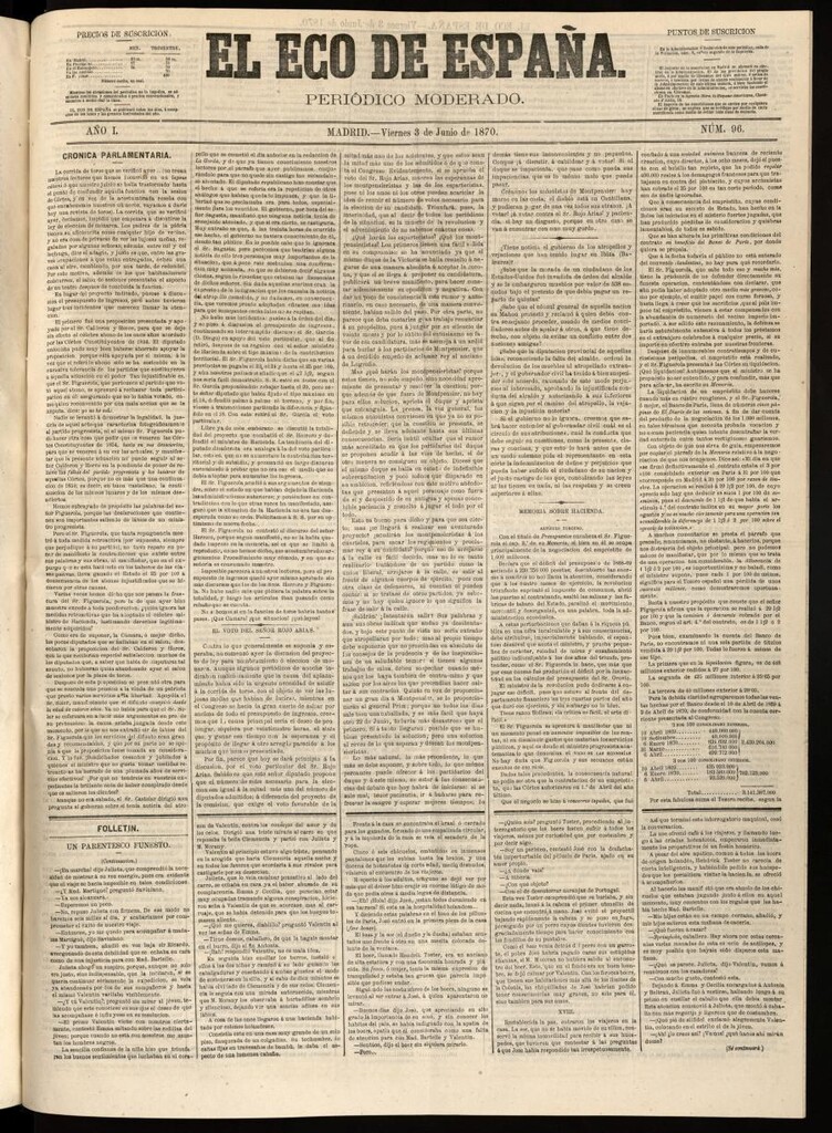 Miniatura de El Eco de España del 3 de junio de 1870