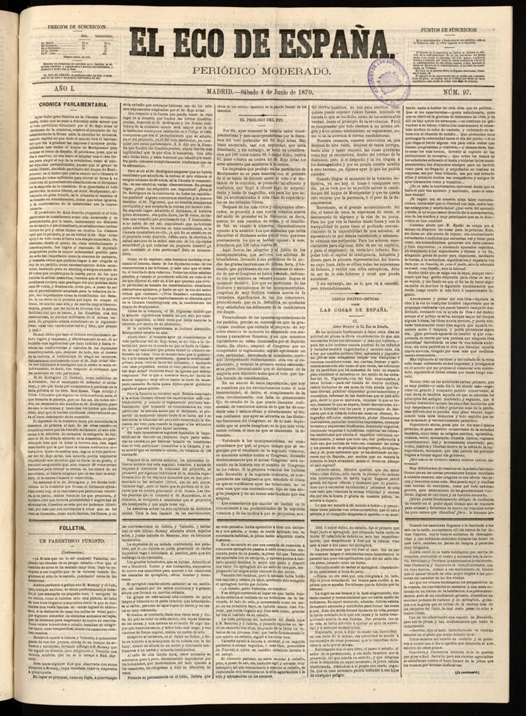Miniatura de El Eco de España del 4 de junio de 1870