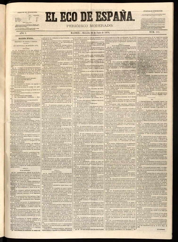 Miniatura de El Eco de España del 22 de junio de 1870