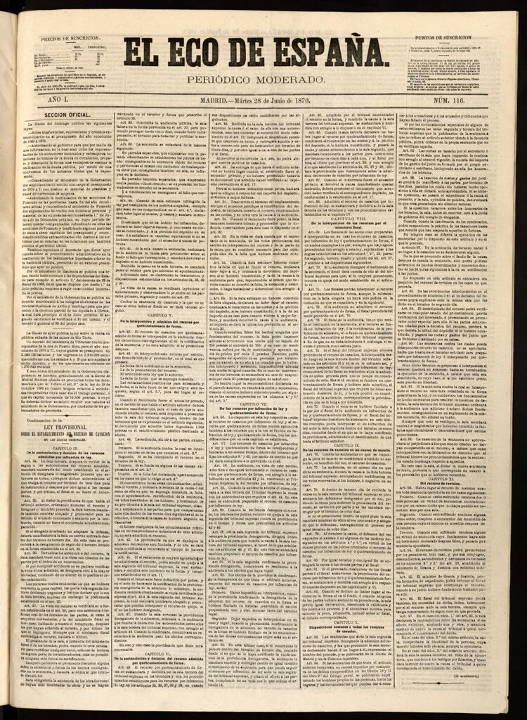 Miniatura de El Eco de España del 28 de junio de 1870
