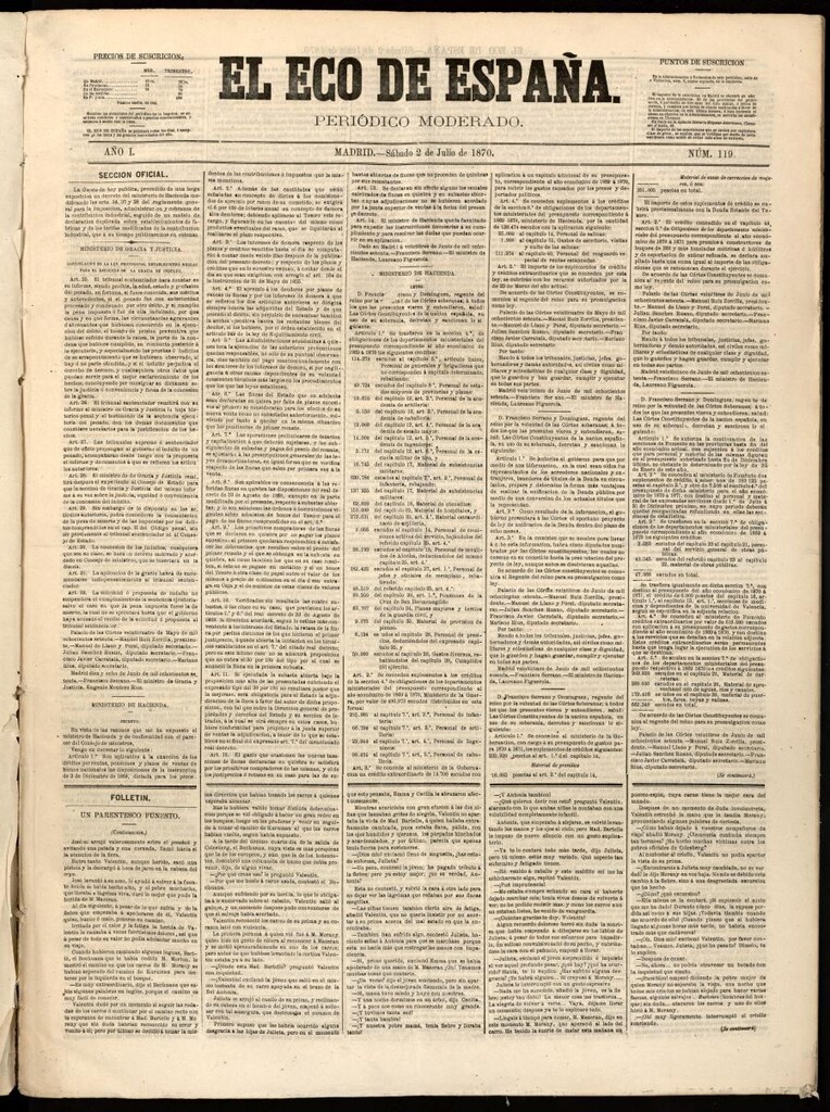 Miniatura de El Eco de España del 2 de julio de 1870