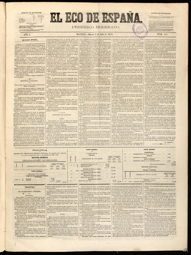 Miniatura de El Eco de España del 5 de julio de 1870