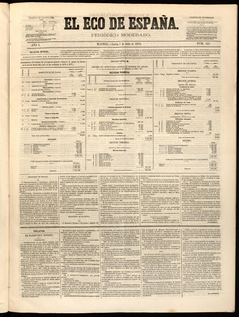 Miniatura de El Eco de España del 7 de julio de 1870