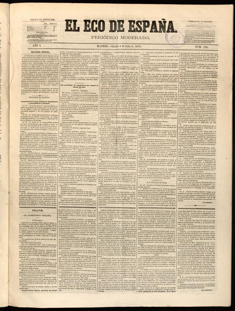 Miniatura de El Eco de España del 9 de julio de 1870