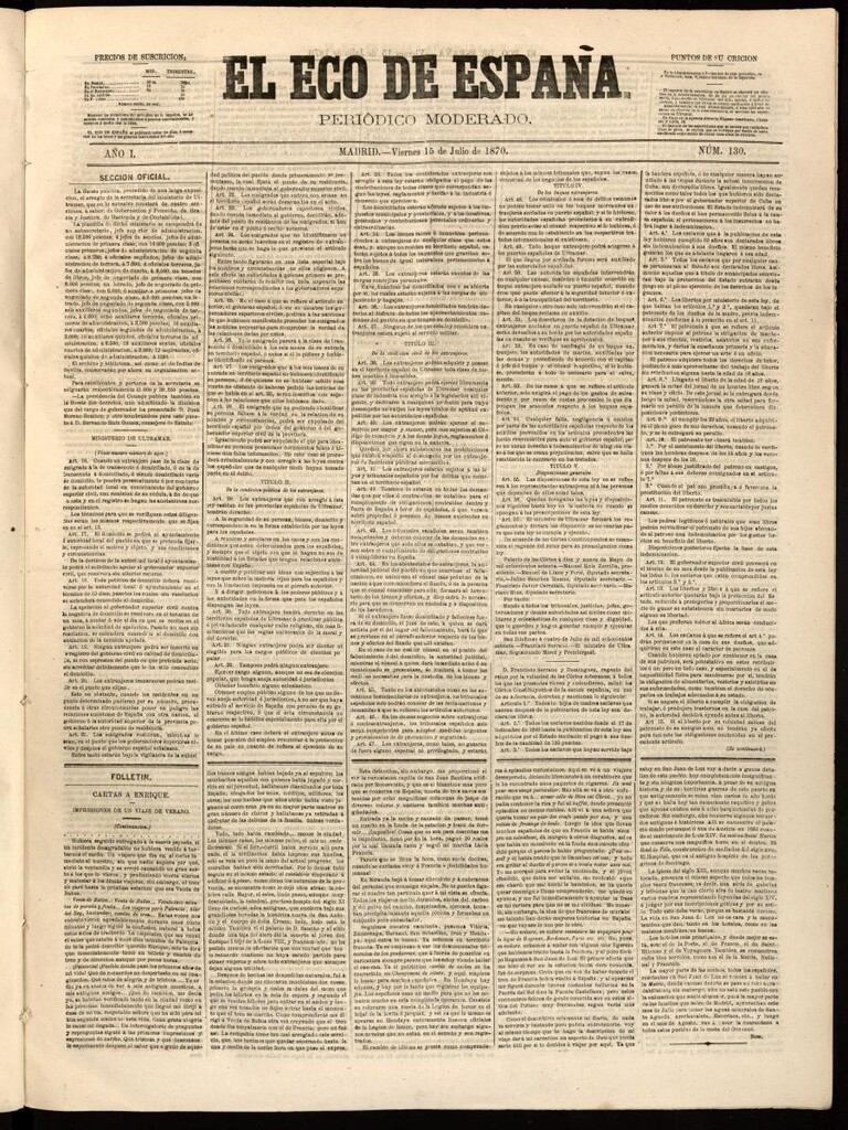 Miniatura de El Eco de España del 15 de julio de 1870