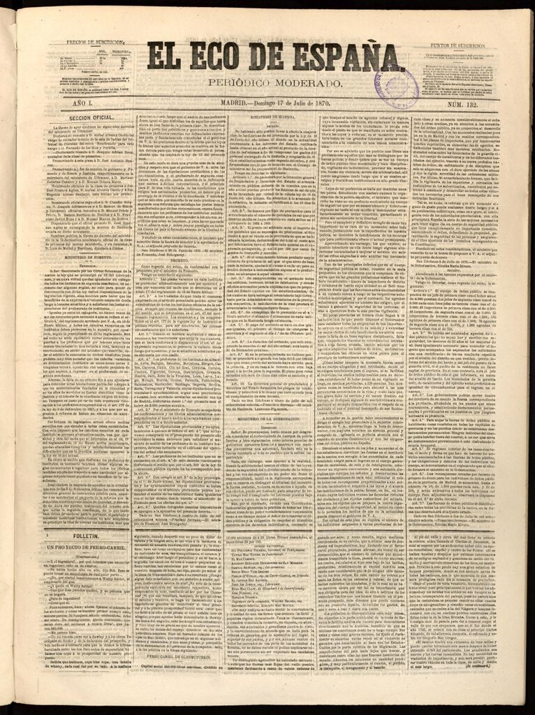 Miniatura de El Eco de España del 17 de julio de 1870