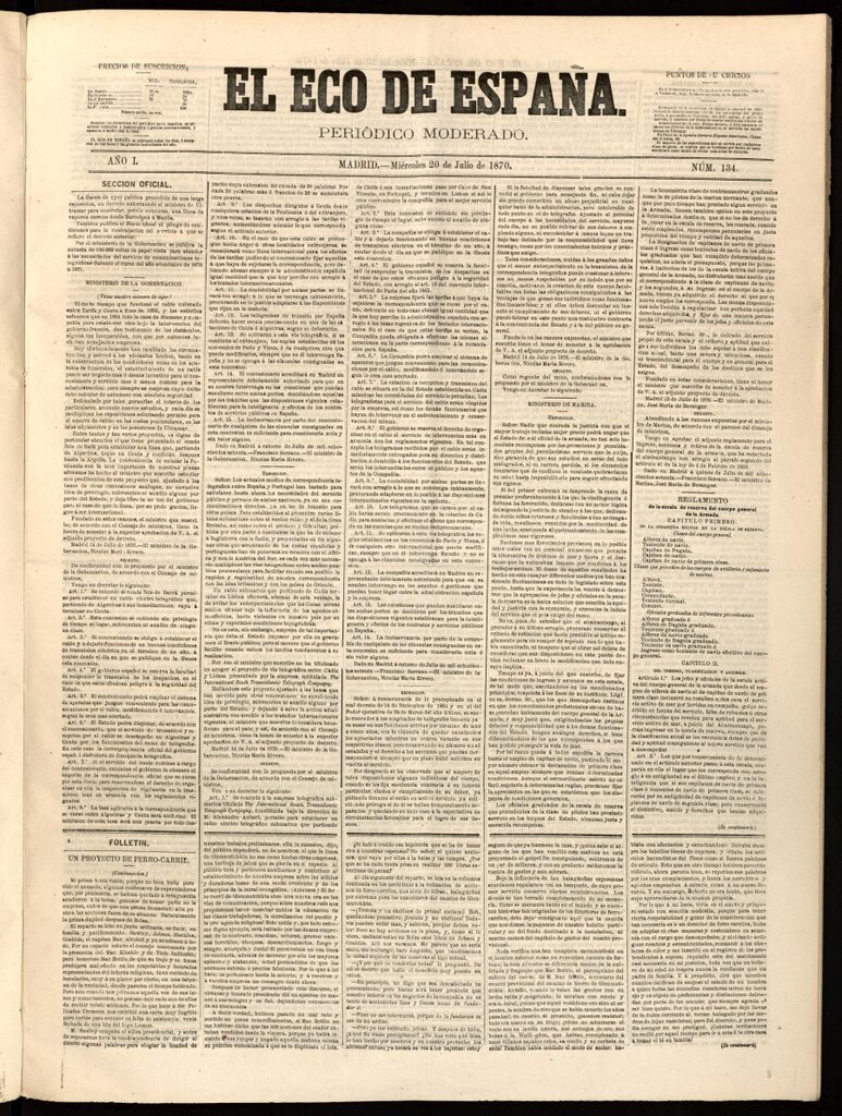 Miniatura de El Eco de España del 20 de julio de 1870