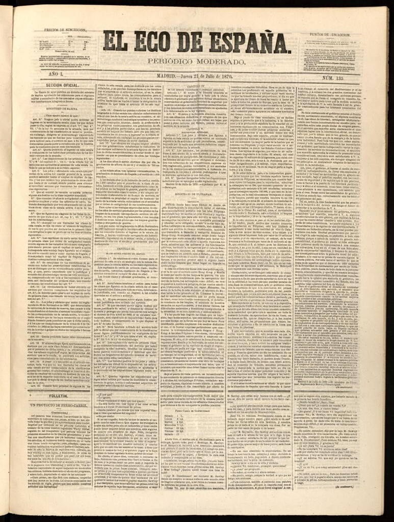Miniatura de El Eco de España del 21 de julio de 1870
