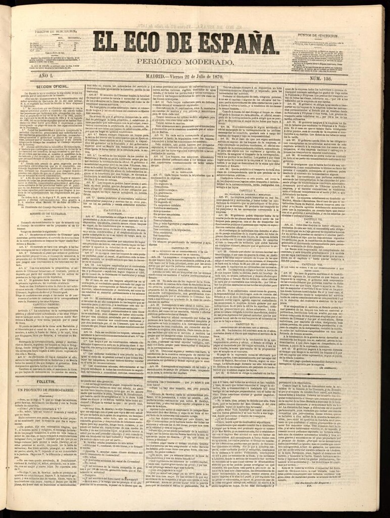 Miniatura de El Eco de España del 22 de julio de 1870