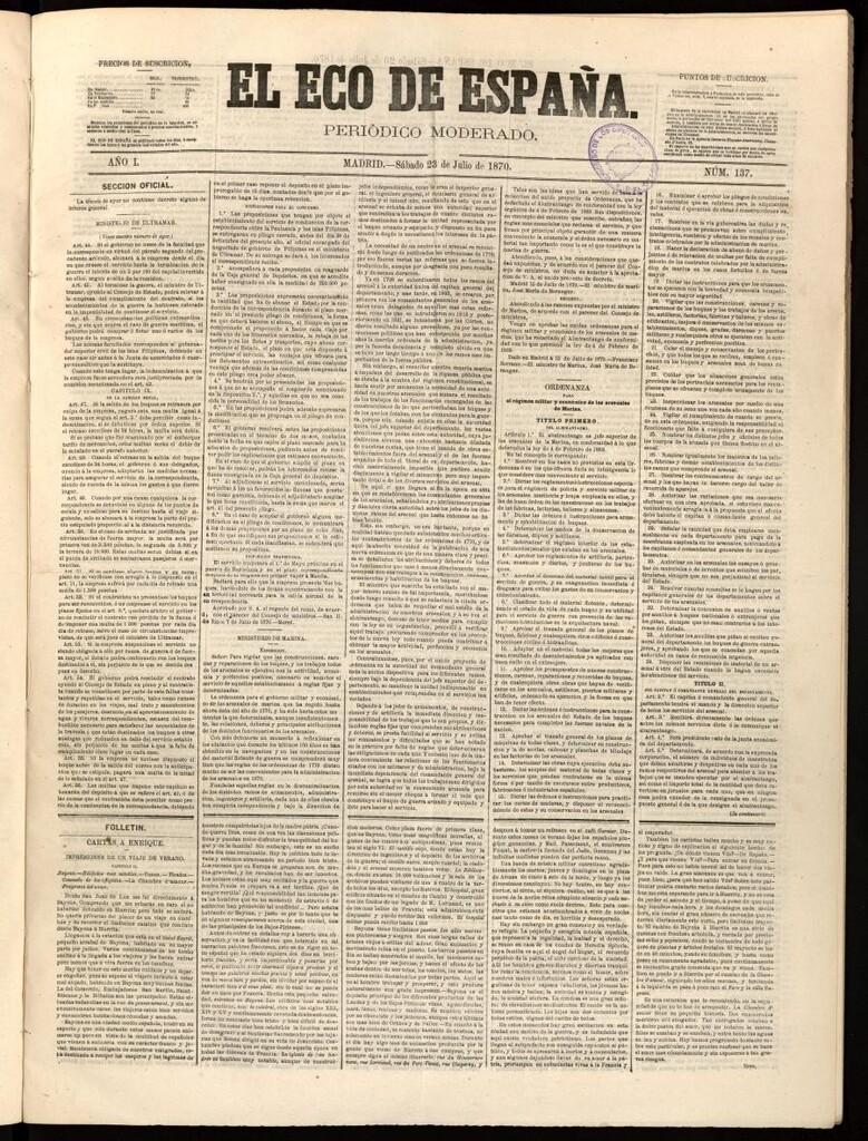 Miniatura de El Eco de España del 23 de julio de 1870