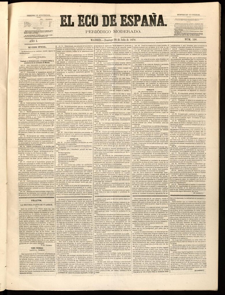 Miniatura de El Eco de España del 24 de julio de 1870
