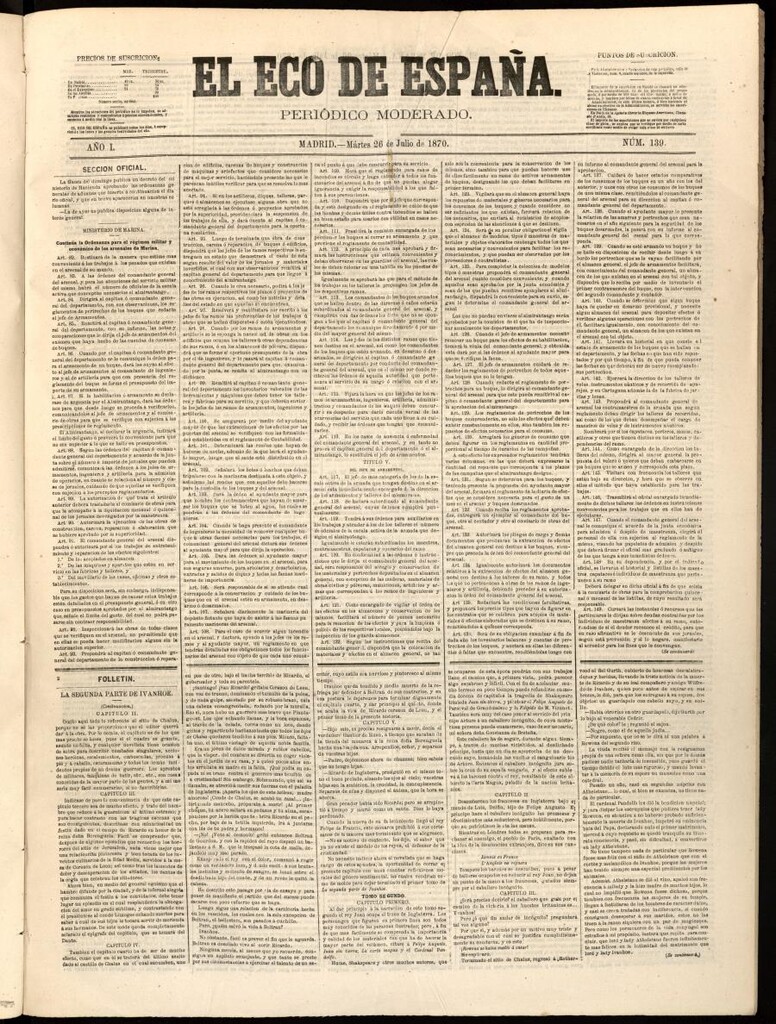 Miniatura de El Eco de España del 26 de julio de 1870