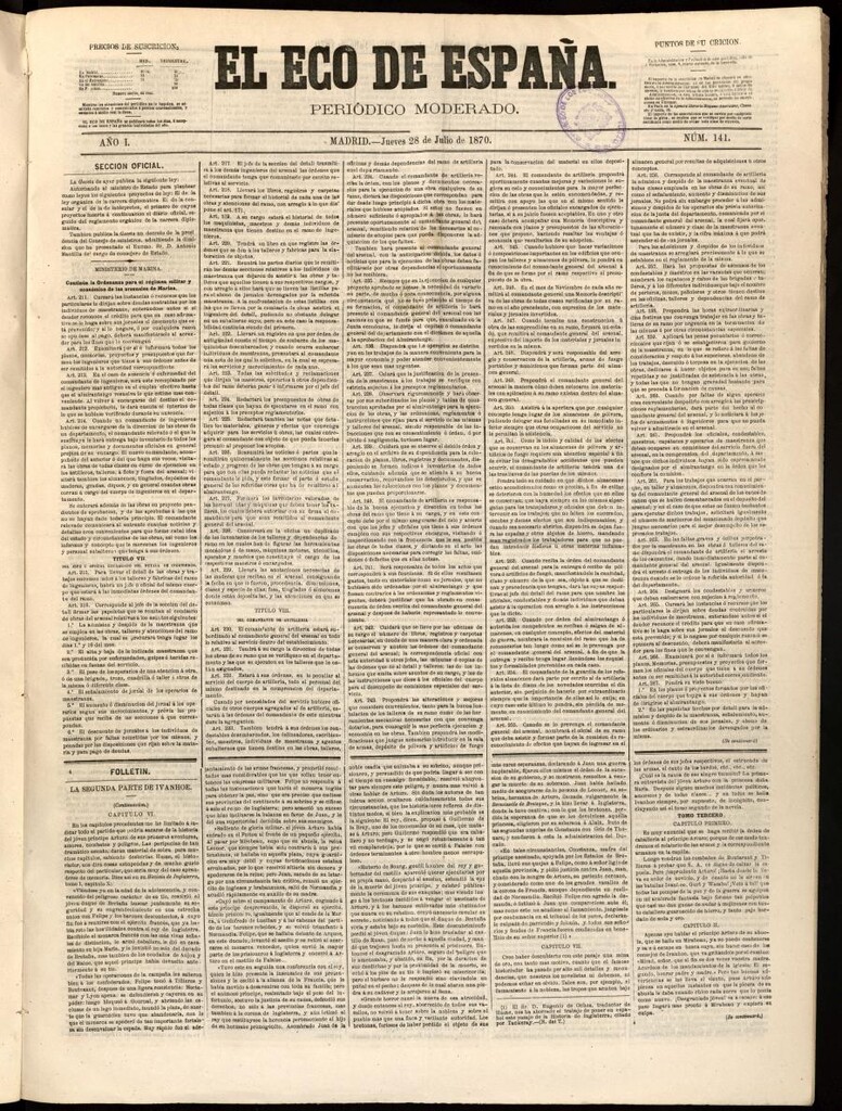 Miniatura de El Eco de España del 28 de julio de 1870