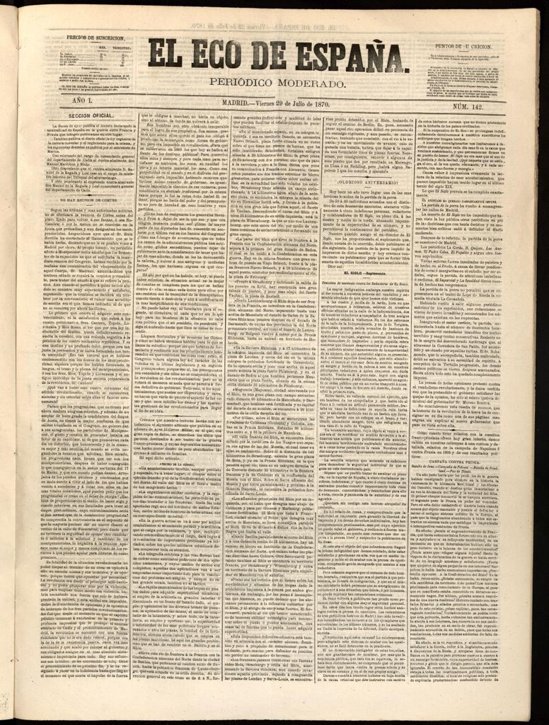 Miniatura de El Eco de España del 29 de julio de 1870