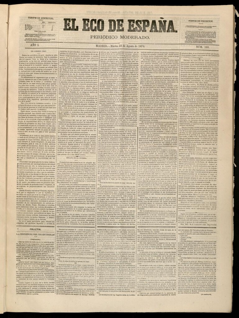 Miniatura de El Eco de España del 23 de agosto de 1870