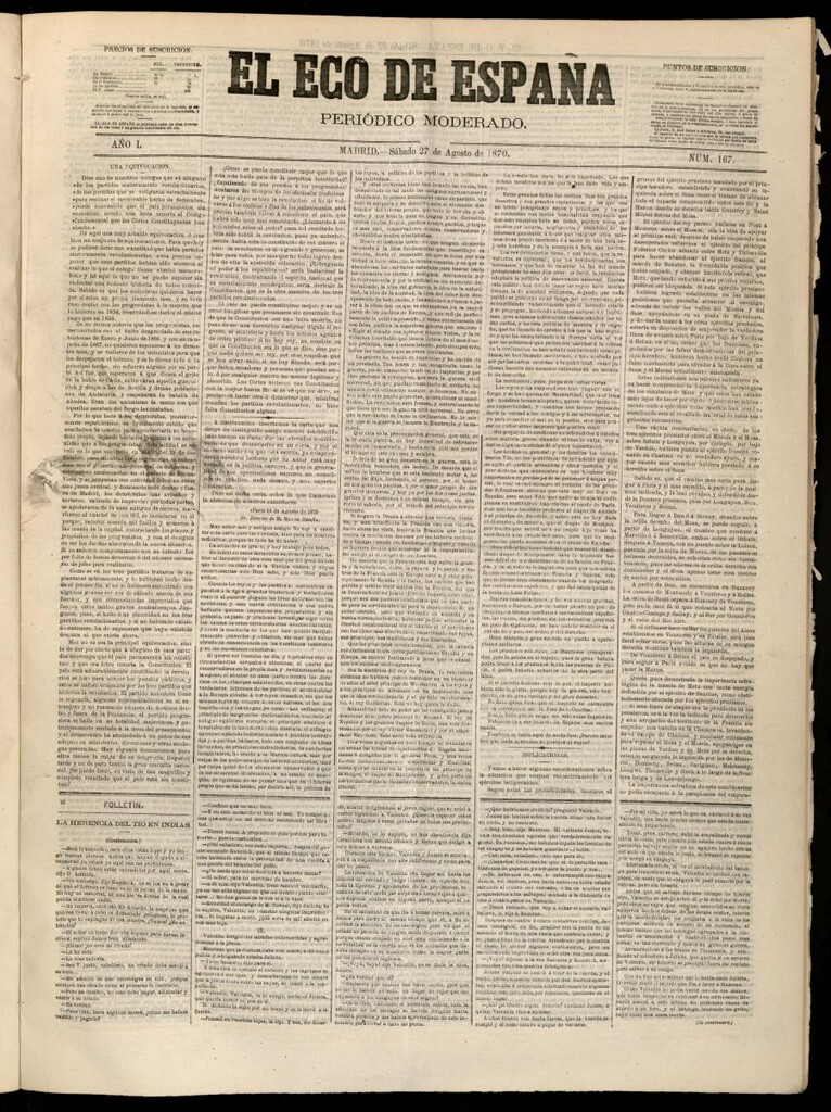 Miniatura de El Eco de España del 27 de agosto de 1870