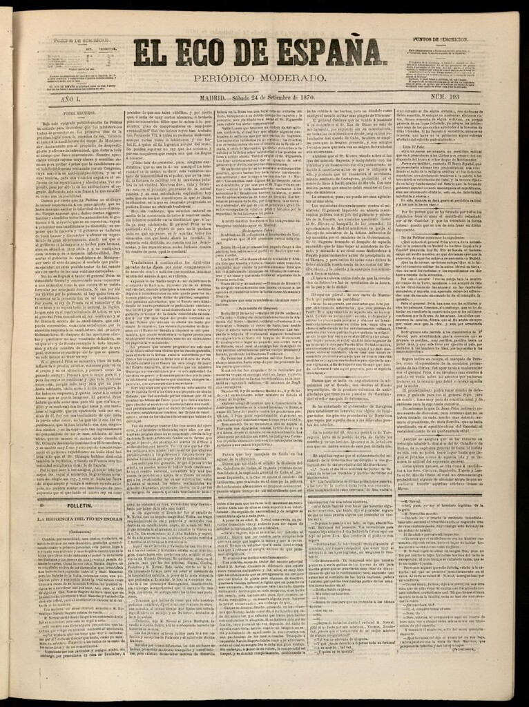 Miniatura de El Eco de España del 24 de septiembre de 1870