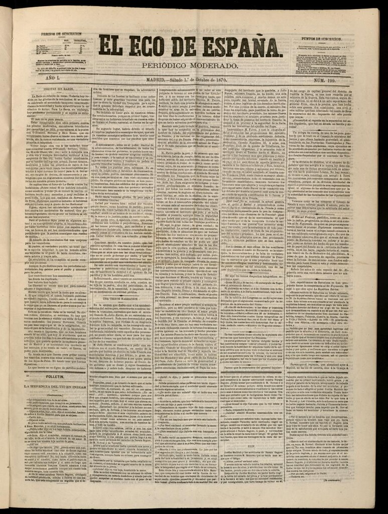 Miniatura de El Eco de España del 1 de octubre de 1870