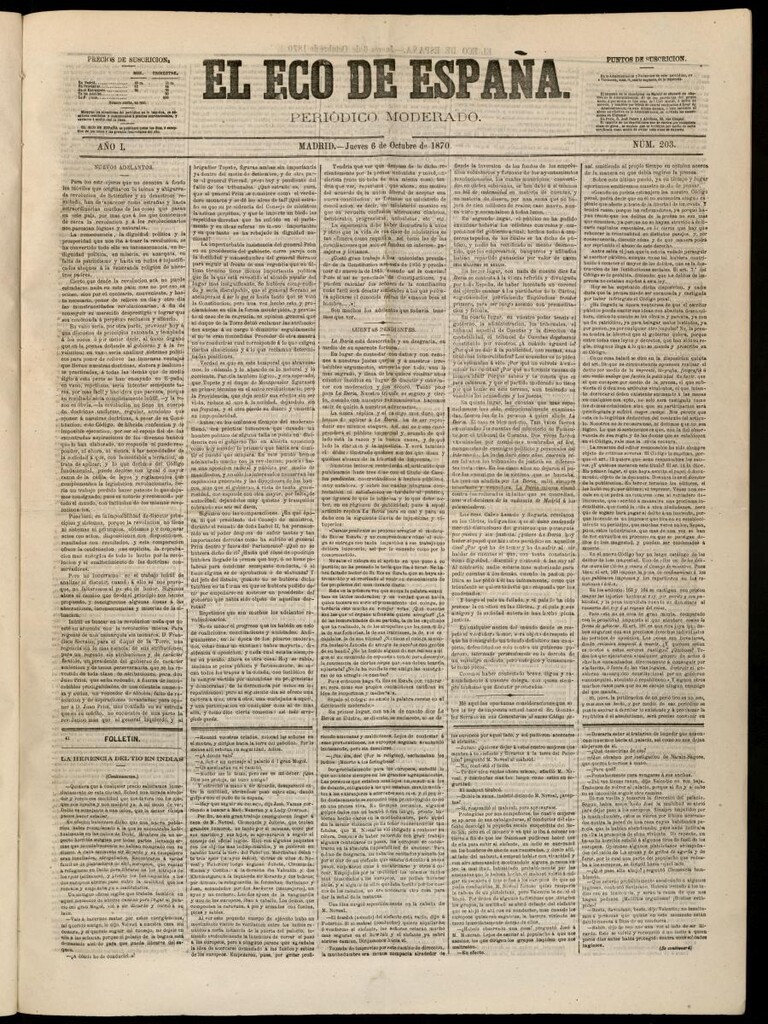 Miniatura de El Eco de España del 6 de octubre de 1870