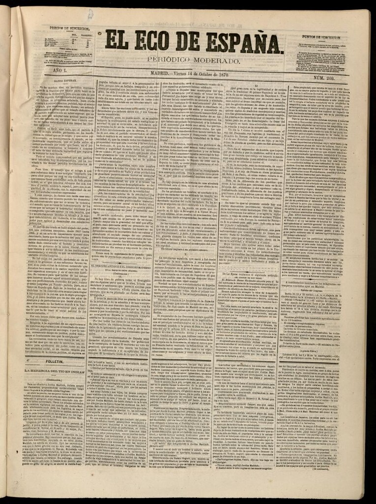 Miniatura de El Eco de España del 14 de octubre de 1870