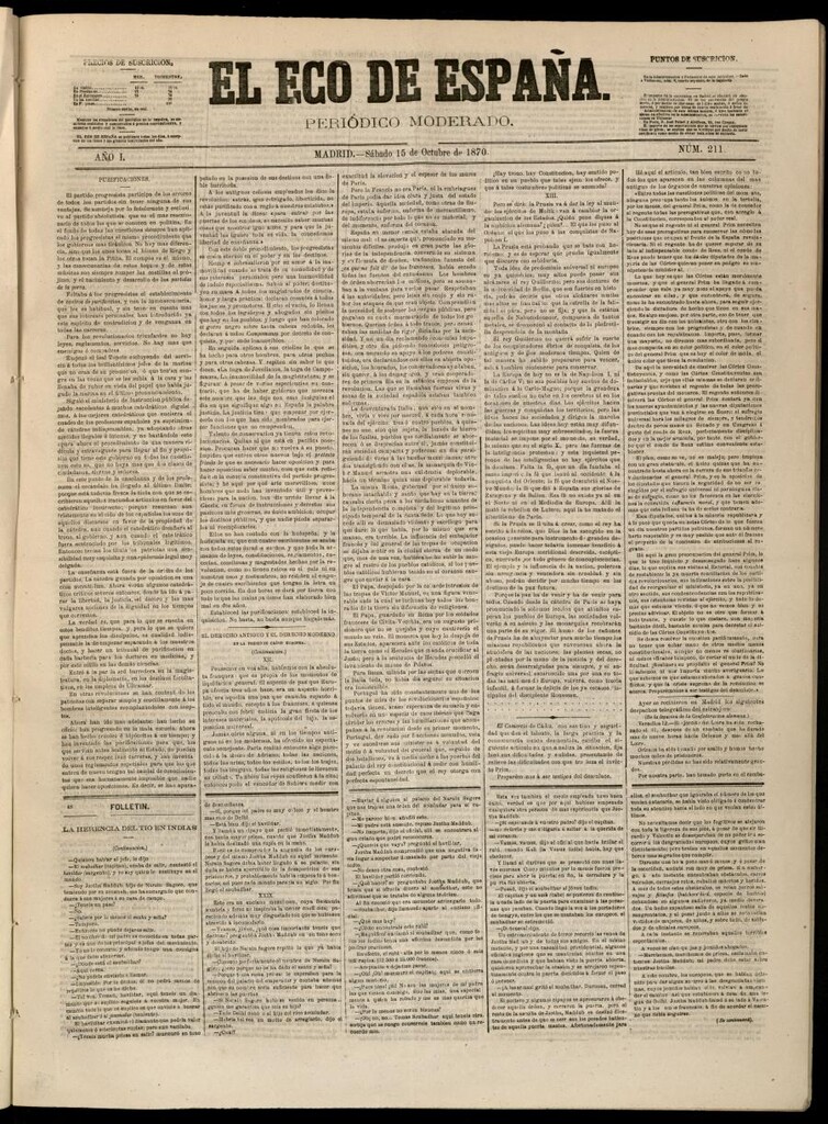Miniatura de El Eco de España del 15 de octubre de 1870