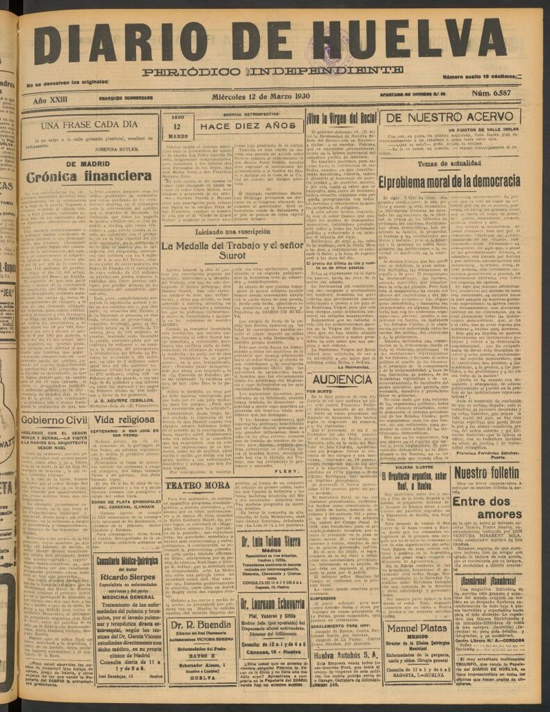 Miniatura de Diario de Huelva : periódico independiente del 12 de marzo de 1930