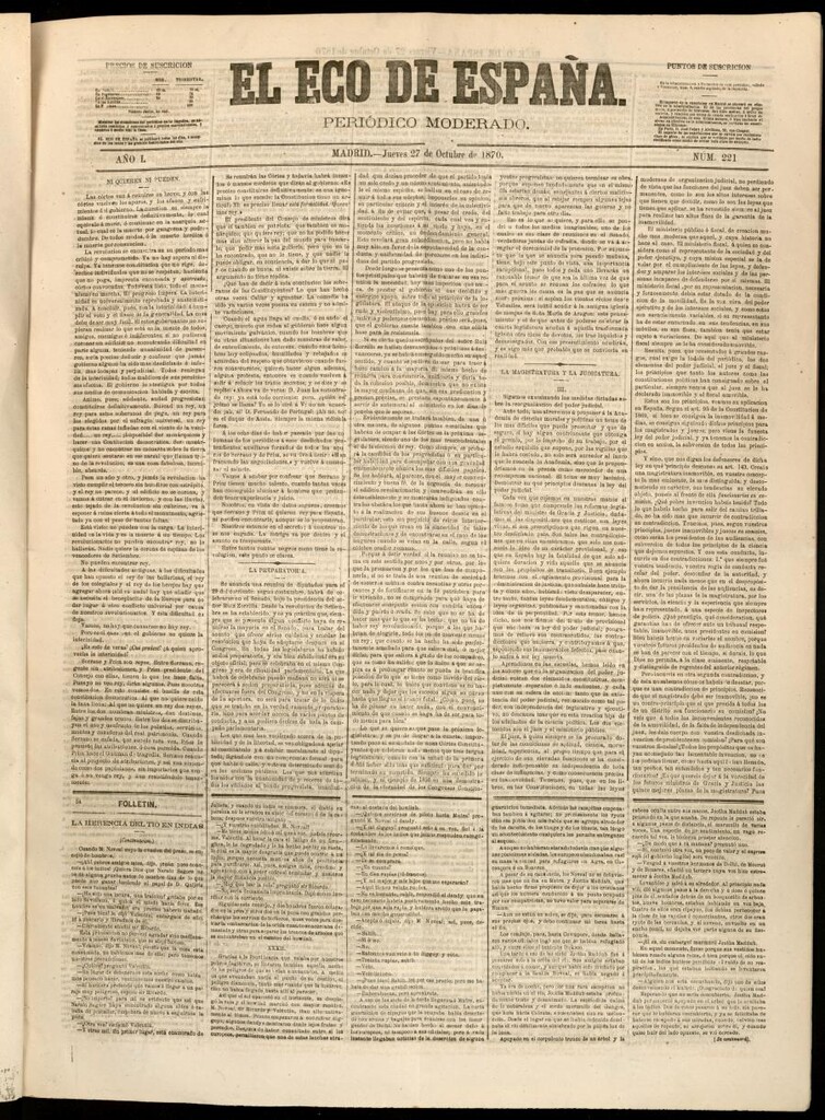 Miniatura de El Eco de España del 27 de octubre de 1870