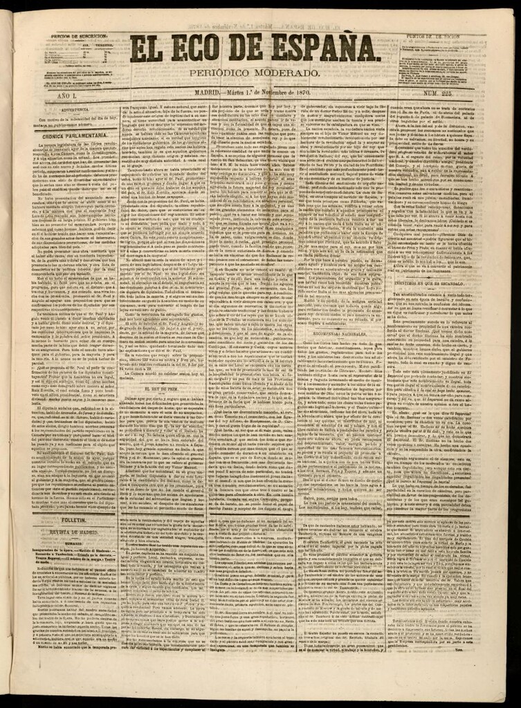 Miniatura de El Eco de España del 1 de noviembre de 1870
