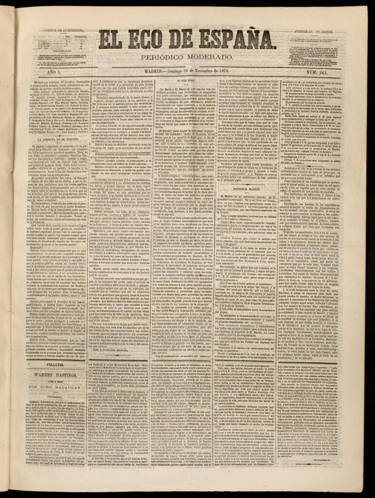 Miniatura de El Eco de España del 20 de noviembre de 1870