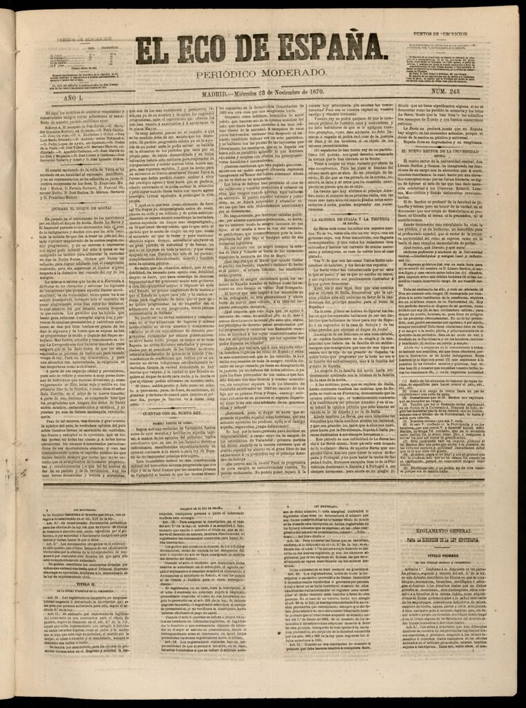 Miniatura de El Eco de España del 23 de noviembre de 1870