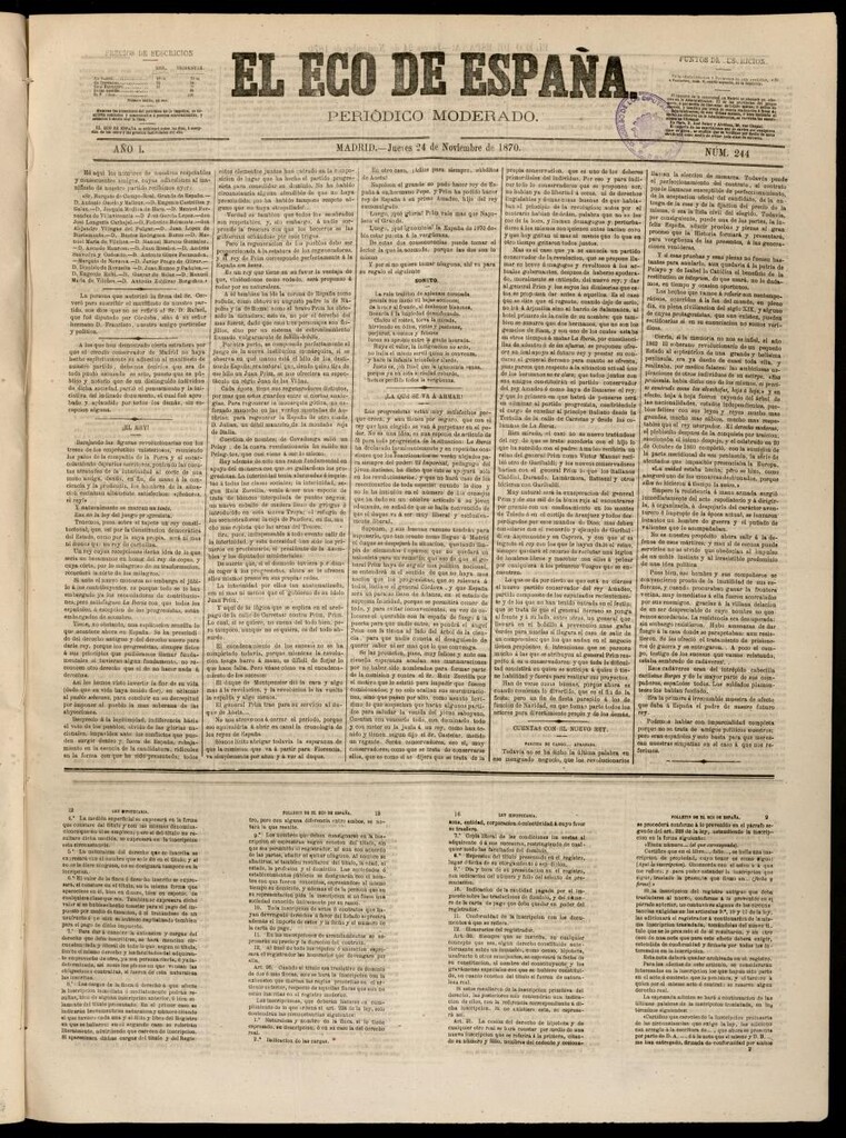 Miniatura de El Eco de España del 24 de noviembre de 1870