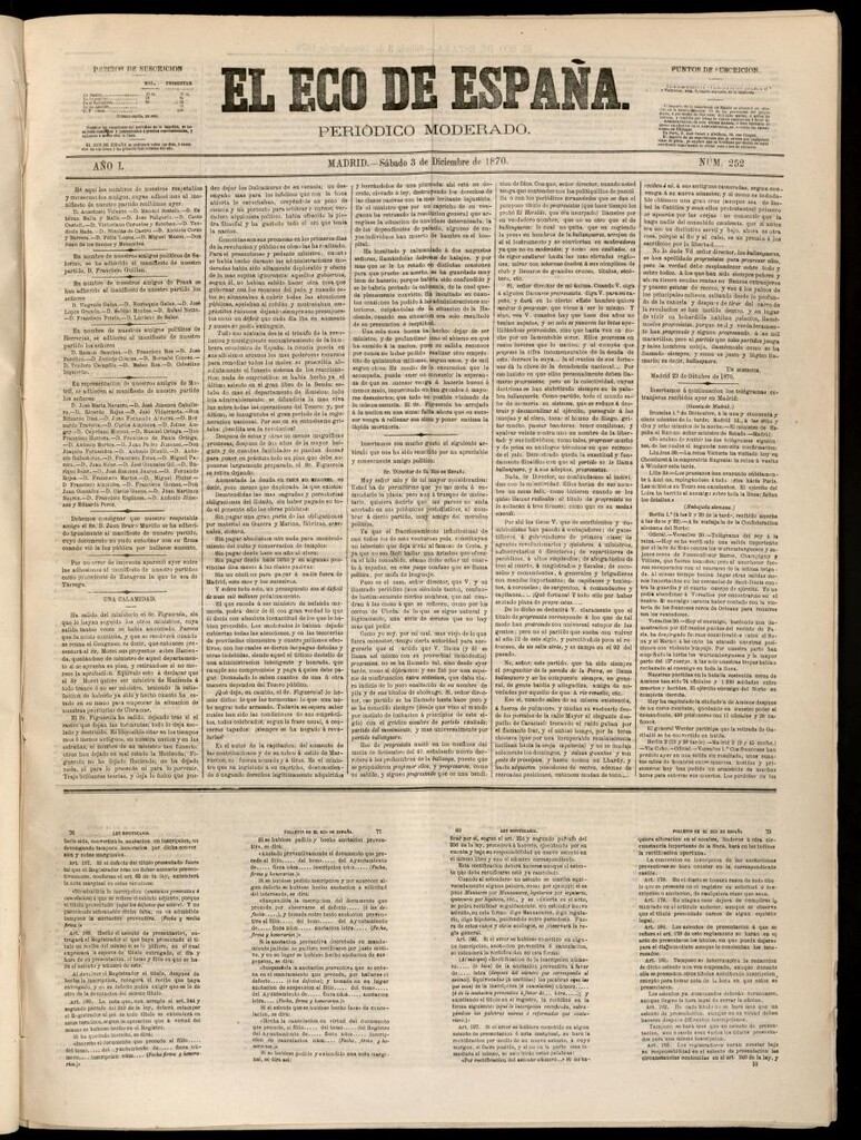 Miniatura de El Eco de España del 3 de diciembre de 1870