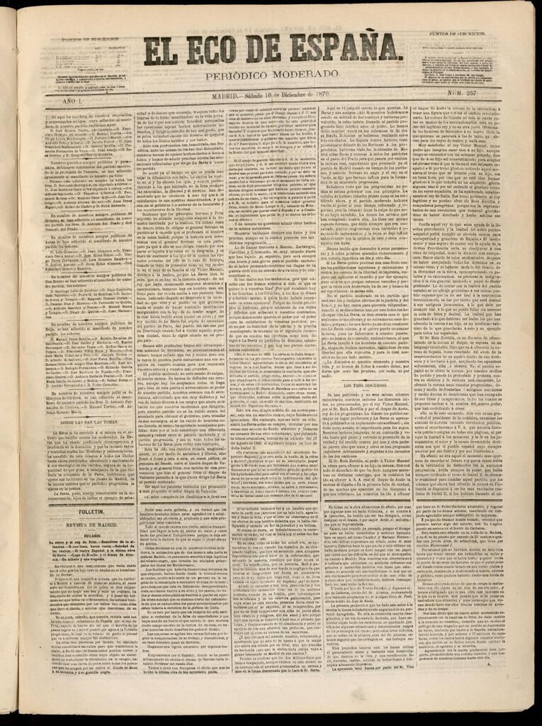 Miniatura de El Eco de España del 10 de diciembre de 1870