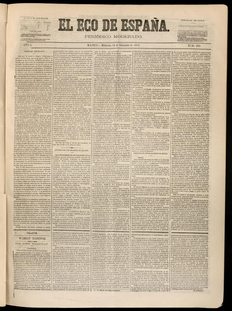 Miniatura de El Eco de España del 14 de diciembre de 1870