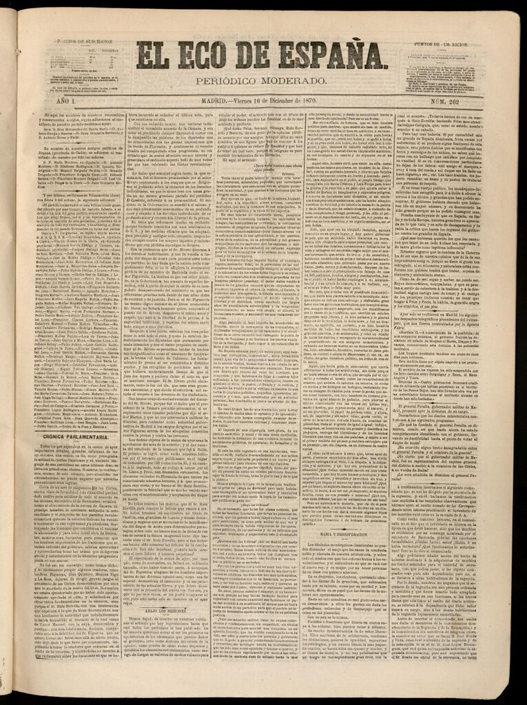 Miniatura de El Eco de España del 16 de diciembre de 1870