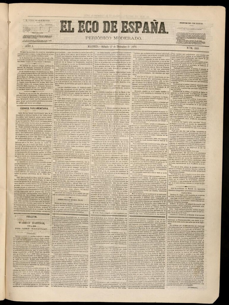 Miniatura de El Eco de España del 17 de diciembre de 1870