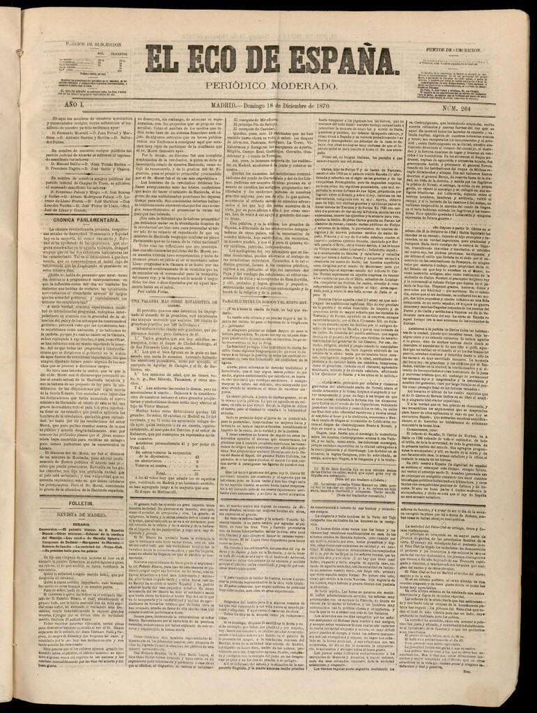 Miniatura de El Eco de España del 18 de diciembre de 1870