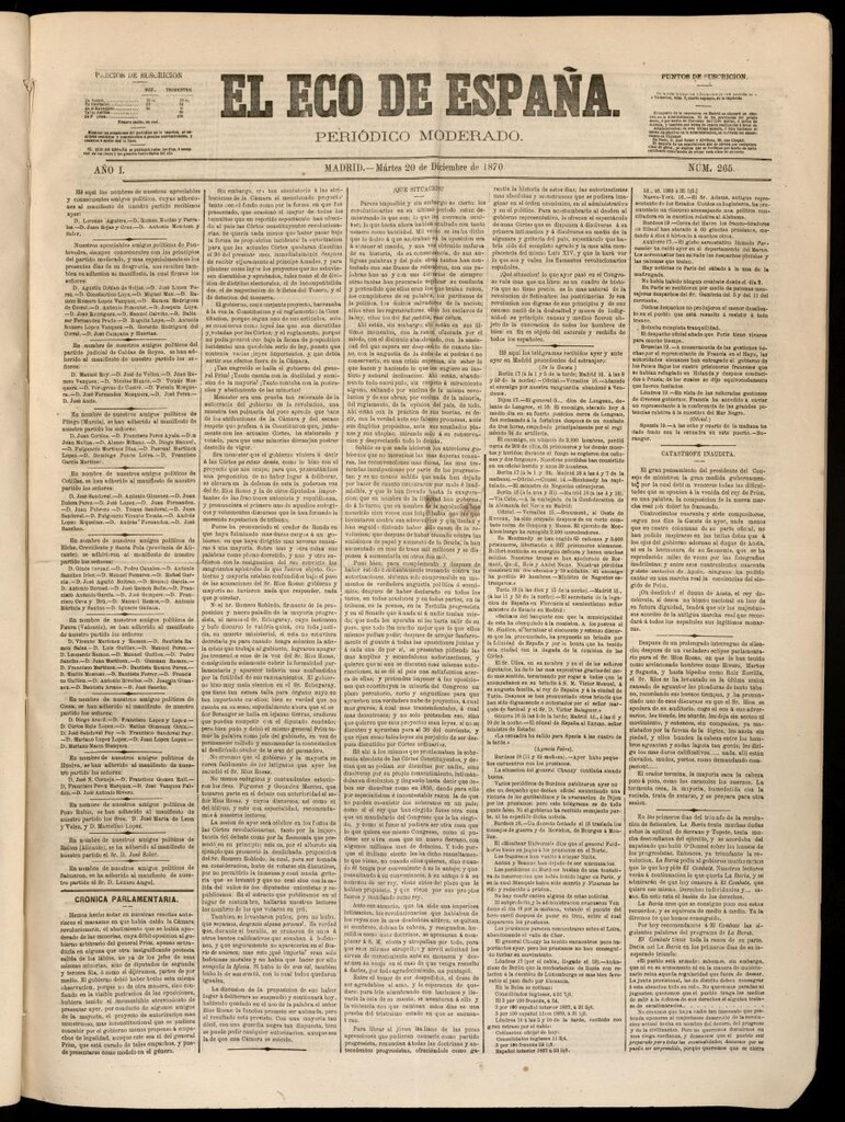 Miniatura de El Eco de España del 20 de diciembre de 1870
