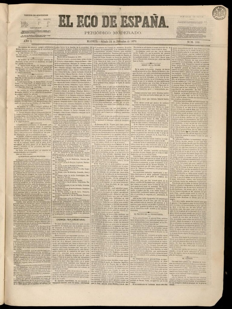 Miniatura de El Eco de España del 24 de diciembre de 1870