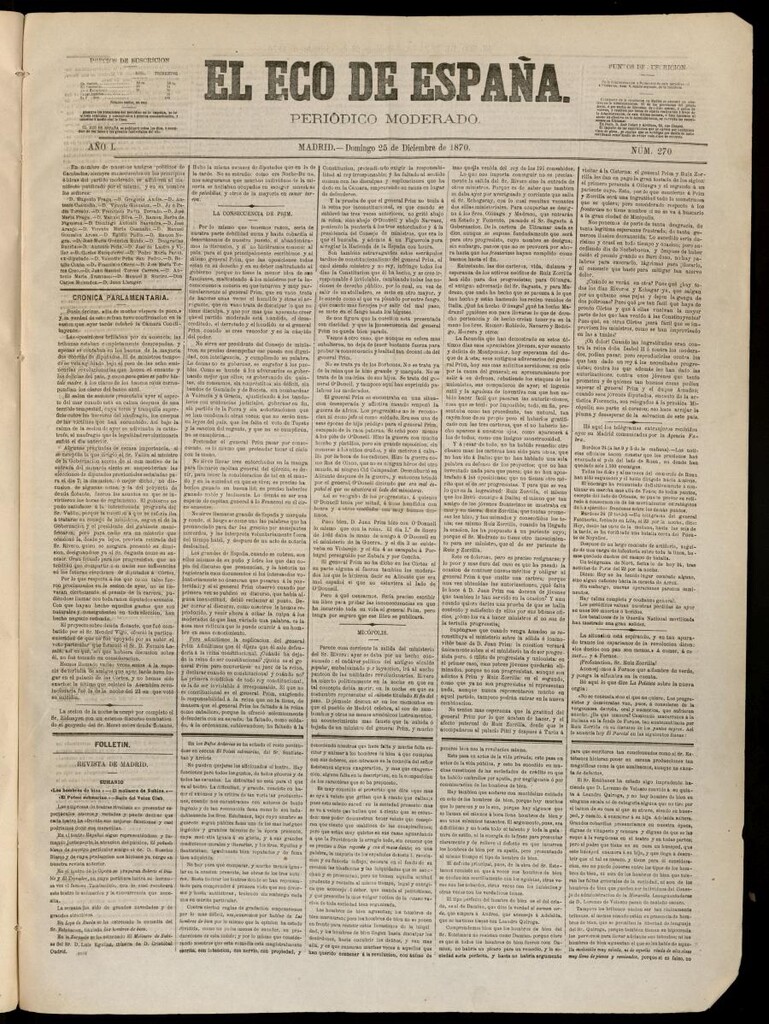 Miniatura de El Eco de España del 25 de diciembre de 1870