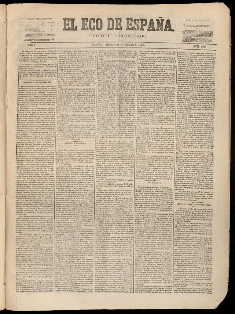 Miniatura de El Eco de España del 28 de diciembre de 1870