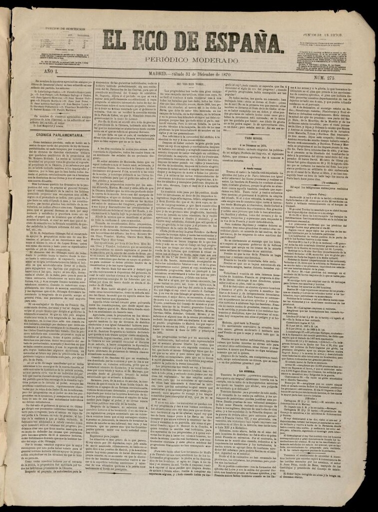Miniatura de El Eco de España del 31 de diciembre de 1870