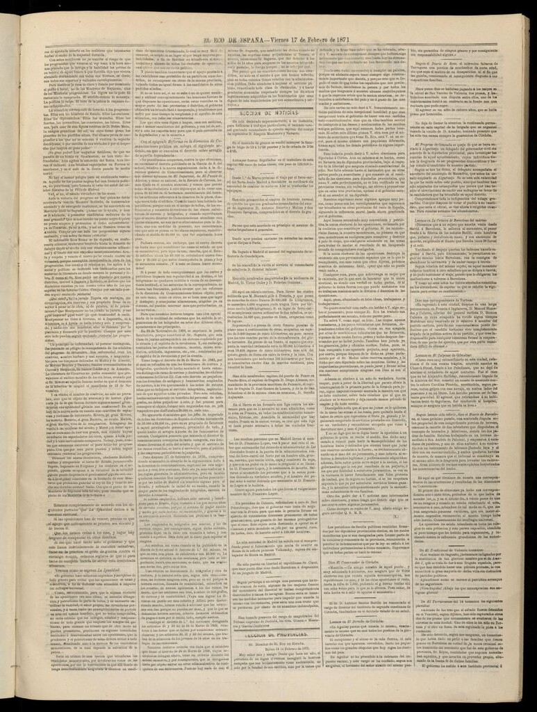 Miniatura de El Eco de España del 17 de febrero de 1871