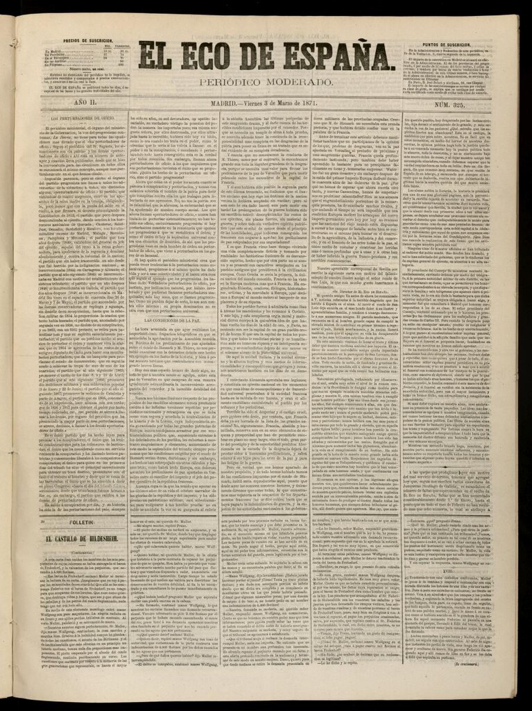 Miniatura de El Eco de España del 3 de marzo de 1871