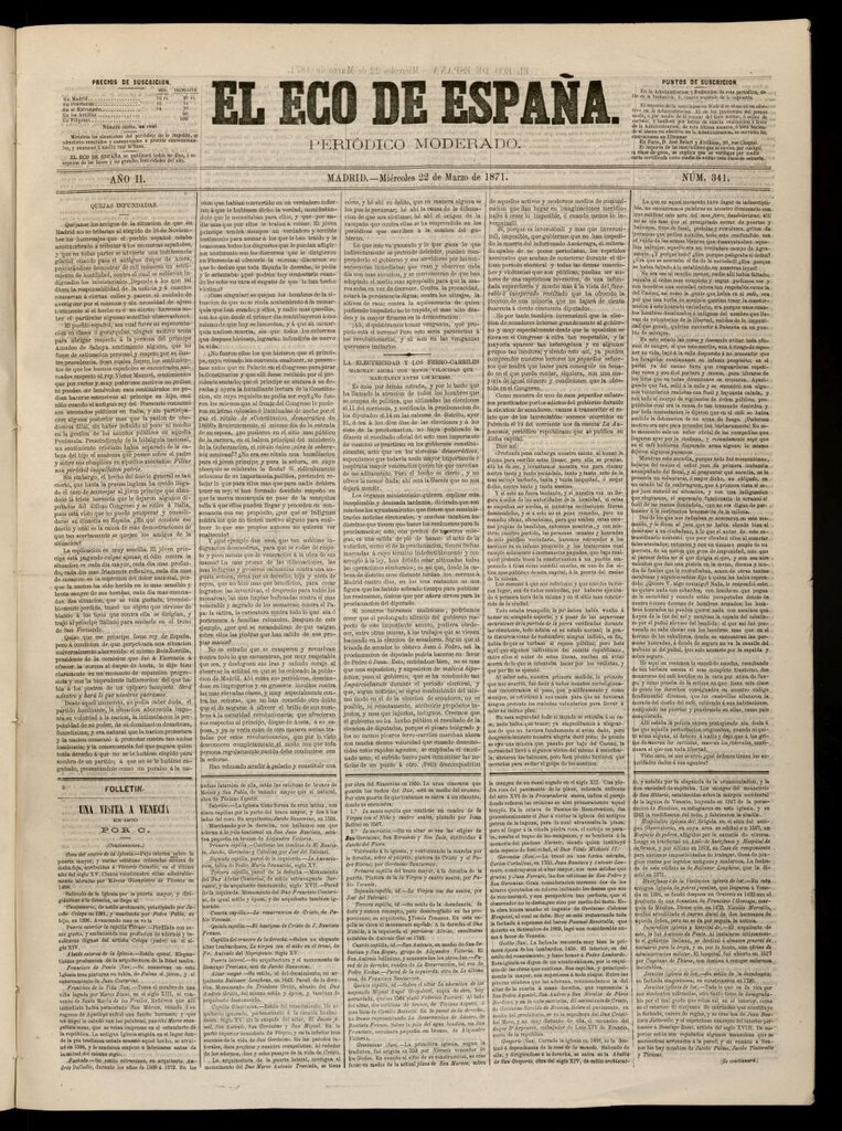 Miniatura de El Eco de España del 22 de marzo de 1871