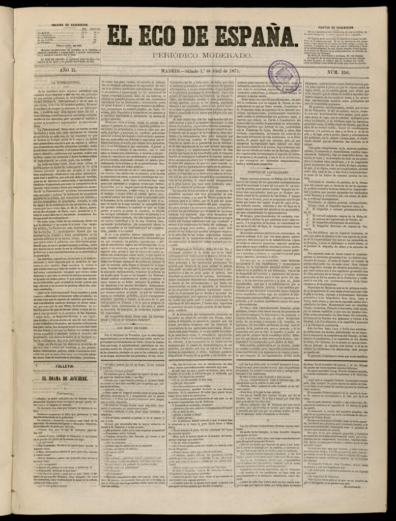 Miniatura de El Eco de España del 1 de abril de 1871