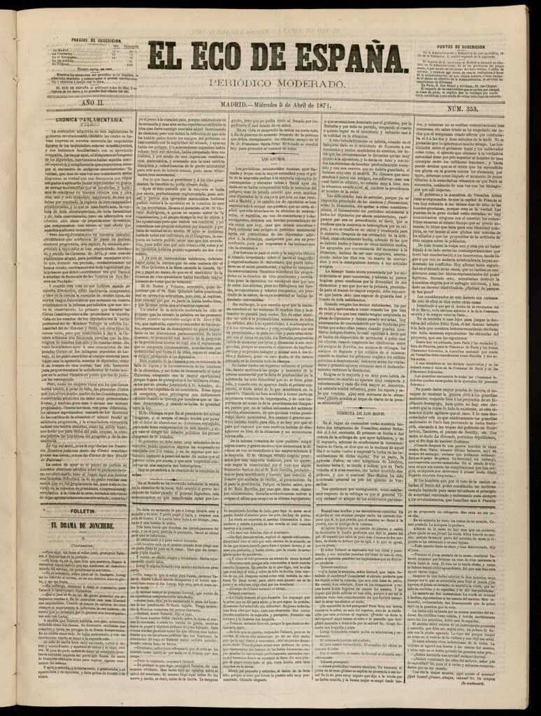 Miniatura de El Eco de España del 5 de abril de 1871