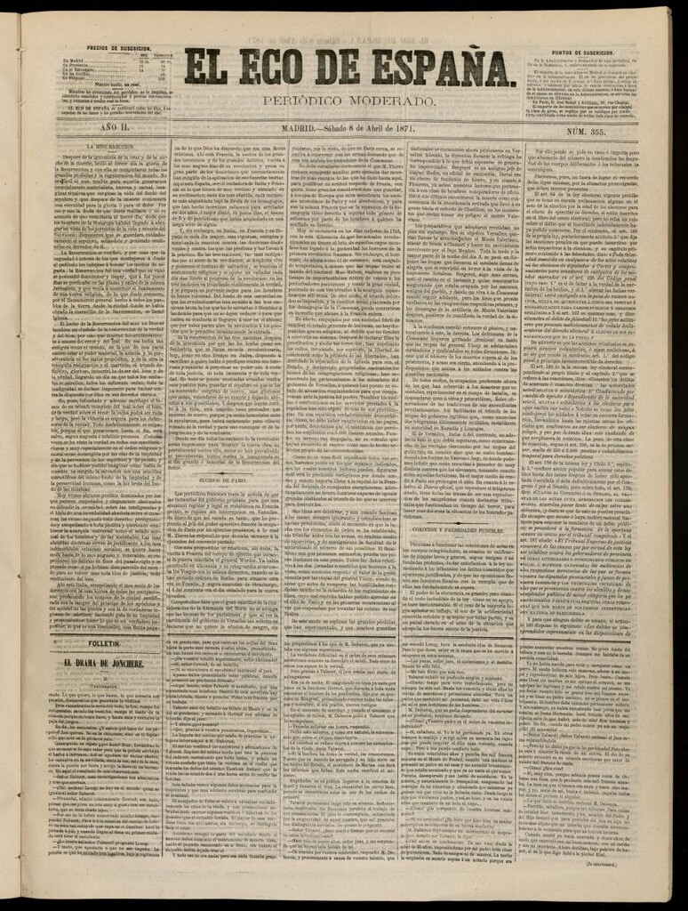 Miniatura de El Eco de España del 8 de abril de 1871