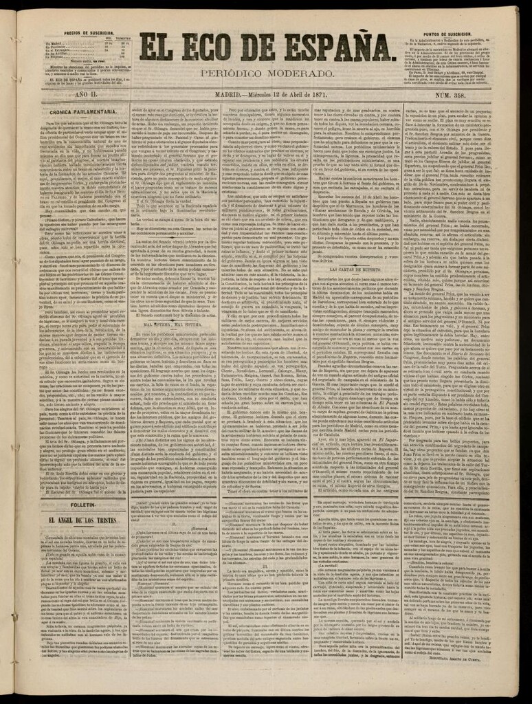 Miniatura de El Eco de España del 12 de abril de 1871